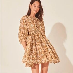 Daughters of India Kyra Mini Dress Golden Palm Size Small
